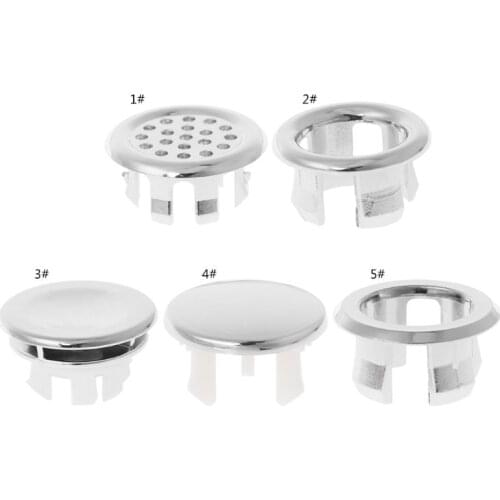 Bathroom Basin Sink Overflow Ring Six-foot Round Insert Chrome Hole Cover Cap 50PB