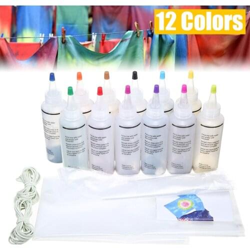 12pcs/set Tie Dye Kit Non-toxic DIY Garment Graffiti Fabric Textile Paint 120ml for Fabric Textile Craft Arts Clothes Dyes Paint