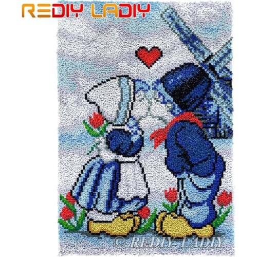 Latch Hook Rug Kissing Lovers Chunky Yarn Tapestry Kits DIY Carpet Rug Knitted Floor Mat Crochet Cushion Arts & Crafts 58*85cm