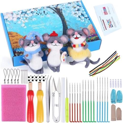 LMDZ Wool Felting Kit for Beginners-Colorful Felting Roving Wool with Instruction Wooden Handle Tools Kinder Felting Doll Making