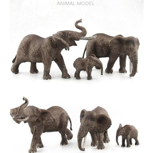 Simulation Elephants Family Animal Figure Collectible Toys Wild Animal Action Figures Kids Plastic Model Toy