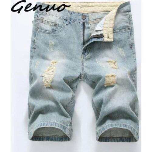 Genuo New Men Fashion Jeans Short 2020 New Men Summer Cotton Breathable Denim Shorts Male Denim Shorts Casual Brand Clothing