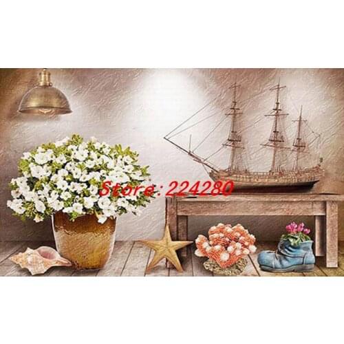 Romantic at sea high quality Art Needlework 14CT Canvas Unprinted Handmade Embroidery Cross Stitch Kit DIY Home Decor