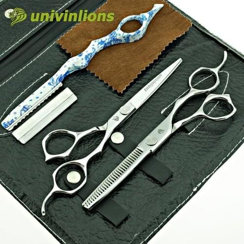Univinlions 6" japanese shears set professional hair scissors high quality barber scissors Japan 440c steel hair cutting scisors