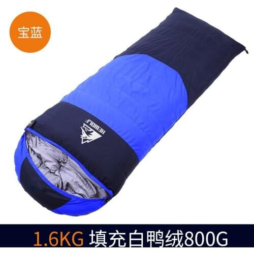 Filling 800g duck down Hewolf outdoor sleeping bag widening super-light camping spring and autumn envelope warm-keeping