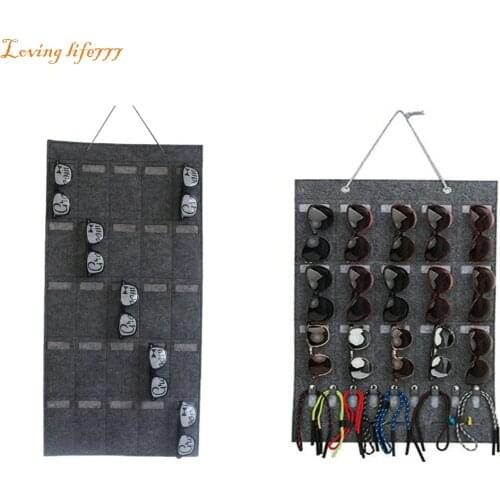 New Home Sunglasses Storage Bags Hanging Wall Glasses Holder Storage Display Pocket Mount Hanger On Wall Stand Organizers #BL4