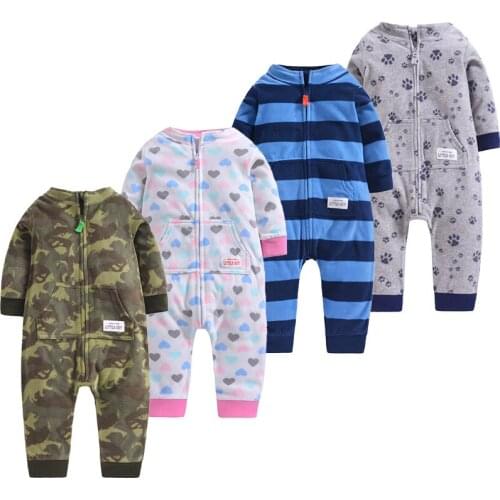 Infants baby clothes fleece bebe boys jumpsuits winter toddler girls romper baby costumes camouflage newborn clothes christmas