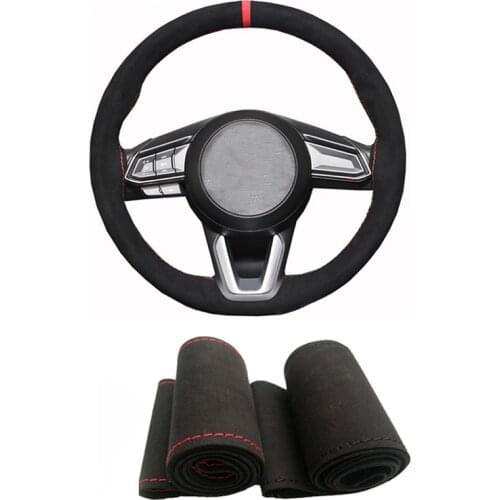 DIY braided suede heated steering wheel cover for Ford Fiesta MK5 MK6 for Golf 4 MK4 Jetta 5 6 for Nissan X-Trail T31 NV200