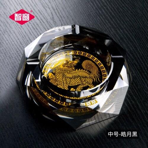 Crystal Glass Ashtray for Home Office Auspicious European Decoration Simple Modern