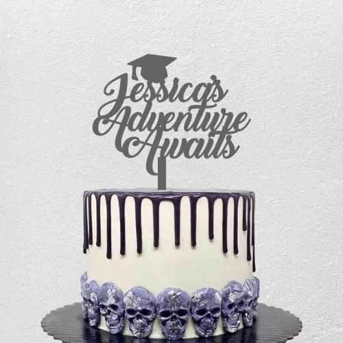 Personalized Graduation Cake Topper Jessica’s Adventure Awaits Custom Your Name Graduation Party Cake Decoration Topper