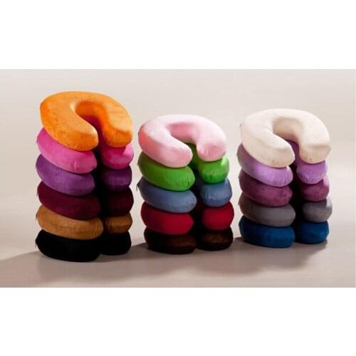 Portable U shape massage memory foam pillow,zero stress healthy U neck memory pillow home office travel respite multi color