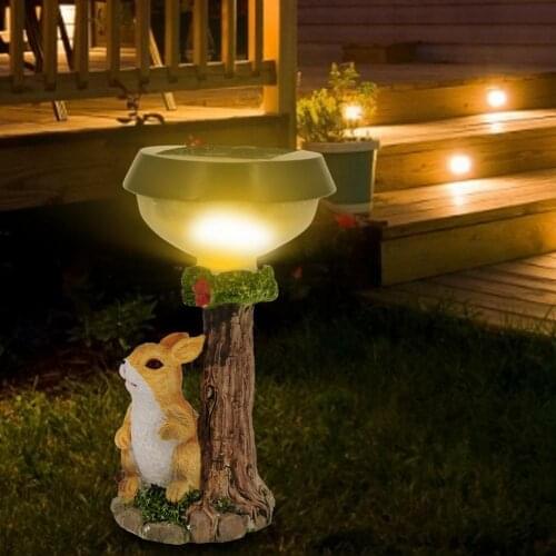 Rabbit Resin Light Lovely Solar Lamp For Garden Courtyard Personality Solar Rabbit Resin Garden Courtyard Well Crafts Decoration