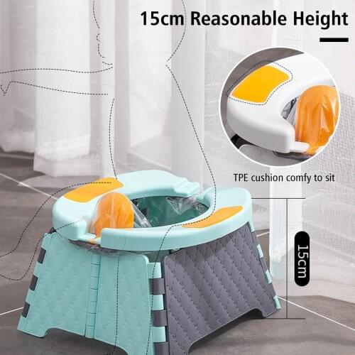 Portable Baby Potty Training Foldable Baby Toilet Seat Travel Potty with 30 Plastic Bags Silicone Mat Training Seat Home Travel