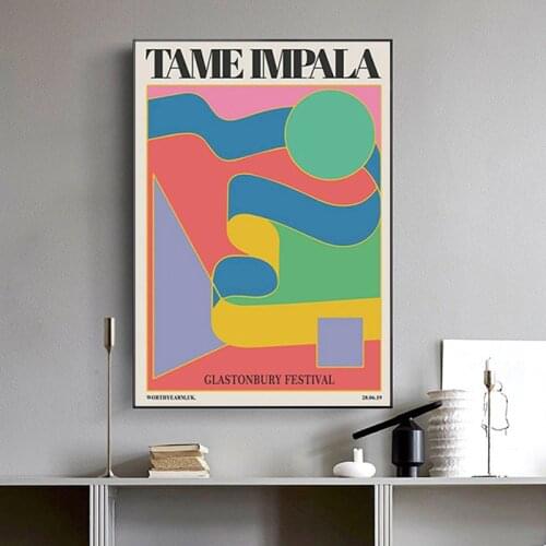Tame Impala At Glastonbury Gig Poster Vintage Colorful Canvas Painting Retro Wall Pictures for Living Room Home Decor Frameless