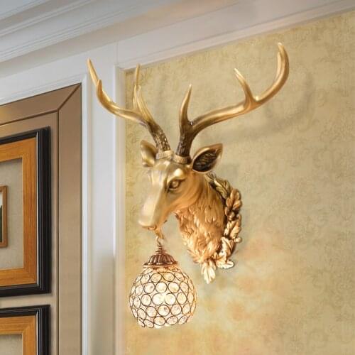 RETRO RETRO WALL LAMP ANTLERS WALL ROOM LIVING BED BEDSIDE DEER HEAD LAMPGARDEN DECORATION HOME DECORATION ACCESSORIES STATUE