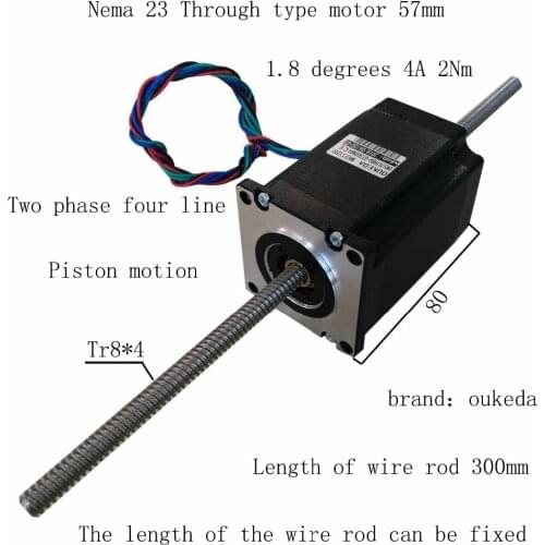 Nema 23 Stepper Motor 57 through motor 4 lead 2Nm 4.2A 57 through ballscrew motor body 80 ISO CNC Laser Grind Foam Plasma Cut