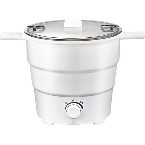 Folding Electric Skillet Kettle Heated Food Container Heated Lunch Box Cooker Portable Hot Pot Cooking Tea Pot