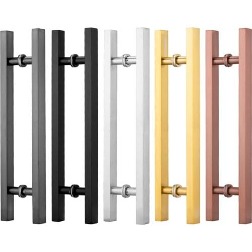 JACHOR Glass Door Handles Pull Double Side Handle Set Stainless Steel Moving Doors Hardware Large Size Handle for Home Fittings