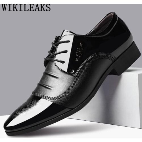 Black Dress Shoes Men Classic Luxury Mens Dress Shoes Brand Patent Leather Shoes Men Formal Big Size 48 Scarpe Uomo Eleganti