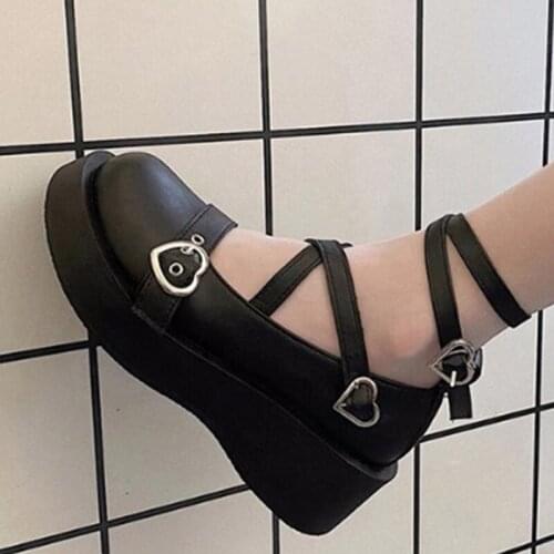 Japanese Lolita Shoes Mary Jane Pu Leather Shoes Female Jk Love Girl Student Kawaii Sweet Round Head Waterproof Small Leather