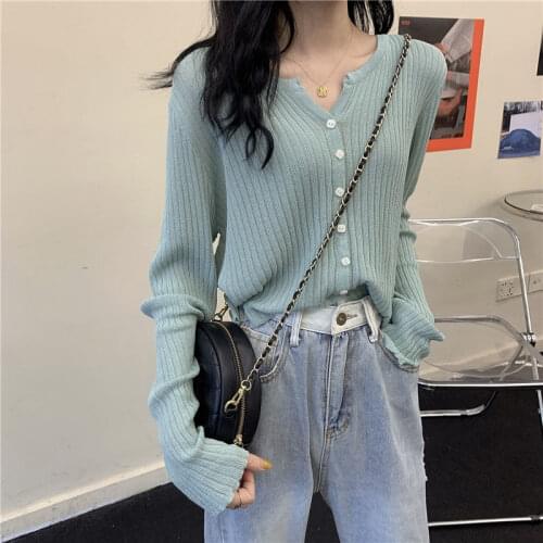 Crop New Fashion Girl Summer Knitted Jacket Slim Short Cardigan Women Clothing Cropped Tops Short Sleeve V-neck Blouse Anti UV