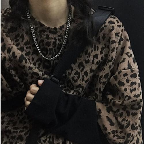 Streetwear Harajuku dark windbreaker t-shirt hip-hop trend loose leopard print fake two woman tshirts couples T-shirts y2k tops