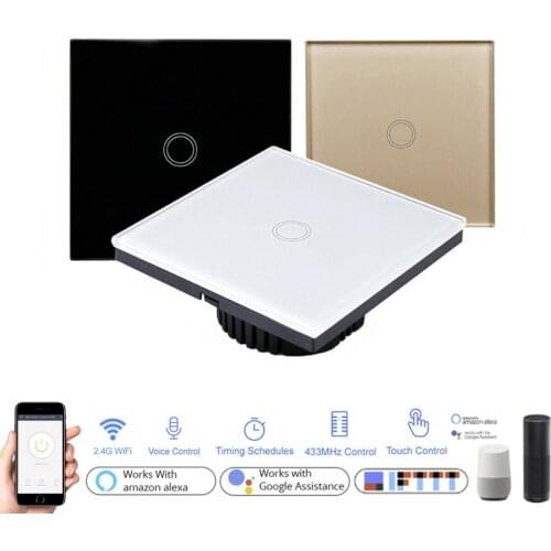 Wifi Smart Touch light sencing switch RF433 433Mhz 1gang 2gang 3gang Work with Alexa Google Home Invoice control EU standard