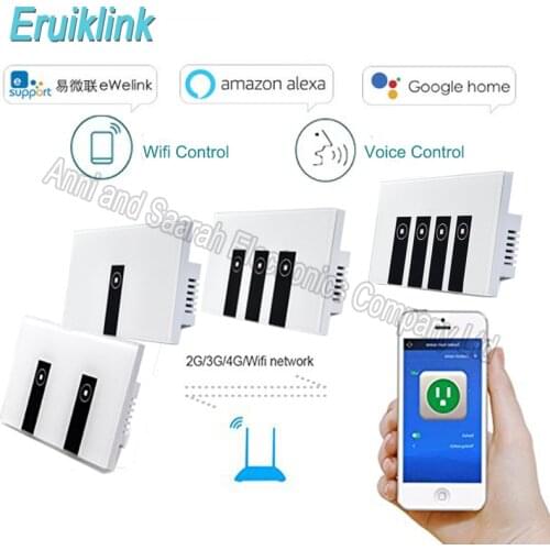 US AU Wifi Light Switch Smar Home 1 2 3 4 Gang Wireless Remote Touch Control Smart Switch Works With Google Home,Ewelink App