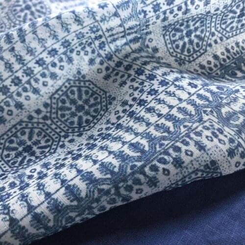 High quality new natural ramie fabric Beautiful Geometric pattern printing sewing Skirt lining dress shirt bag fabrics