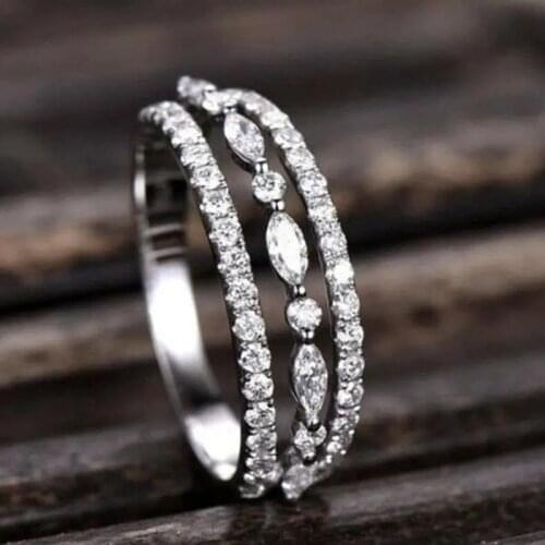 YH-ZL Top Quality Silver Color Best Wedding Bands Jewelry Unique Round White Rings For Women Lover Gift