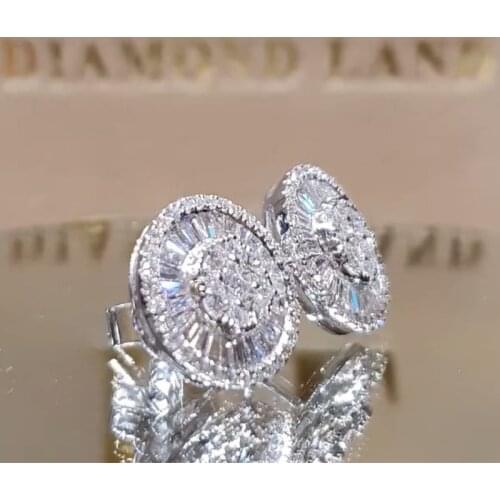 Hot Classic Luxury Full Zircon Round Stud Earring For Women Trendy Female Jewelry Wedding Party Accessories Birthday Gifts