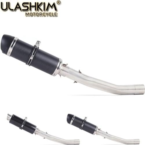 ZX 6R Carbon Fiber Motorcycle Exhaust Muffler Middle Bend Pipe Escape Slip On For KAWASAKI ZX6R ZX-6R 2008-2019