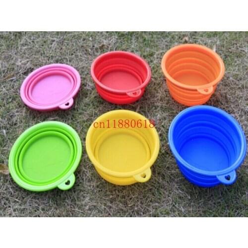 100pcs/lot Free Shipping New Style Pet Dog portable bowl Silicone Collapsible Travel Bowl Dish For samll pet