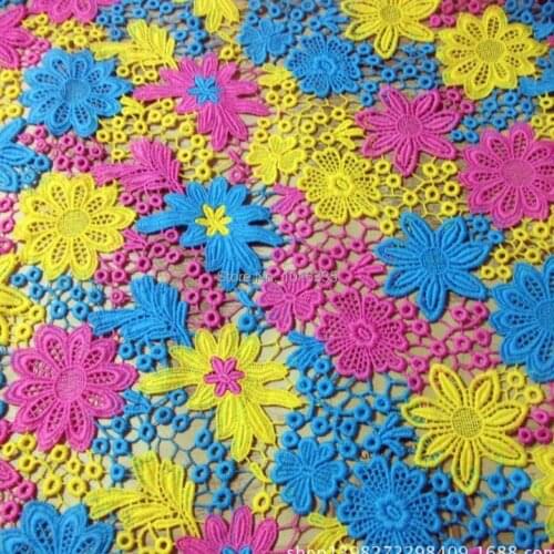 120CM Width cotton multicolor high-grade African cord lace fabric guipure lace for Wedding DHL Shipping