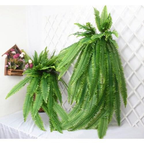 140cm Large Artificial Tropical Plants Plastic Fern Grass Leaves Bunch Green Wall Hanging Plant Wall Material Wedding Home Decor