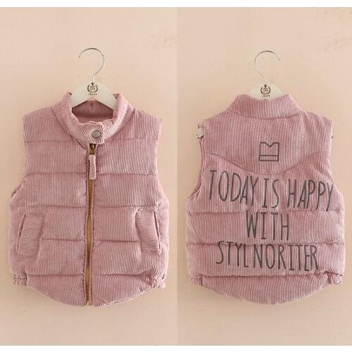 2020 Winter Girl Warm Vests Kids Vest for Girls Sleeveless Jacket Children Clothes Baby Thick Outerwear Cotton Letter Waistcoat
