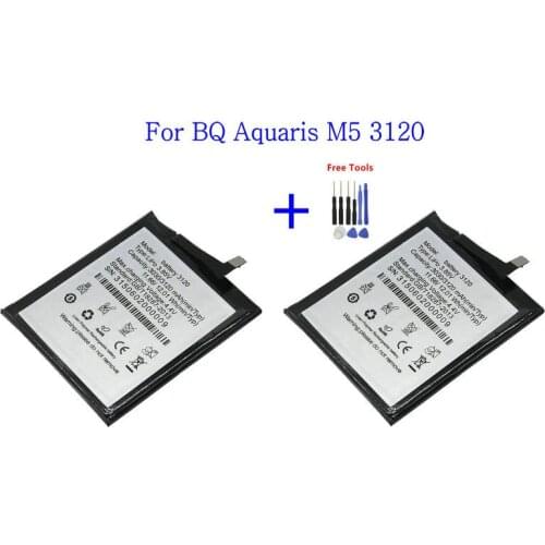 2x High Capacity 3120mAh Replacement Phone Battery BQ 3120 bq3120 For BQ Aquaris M5 Recahargerable Batteries + Repair Tools kit