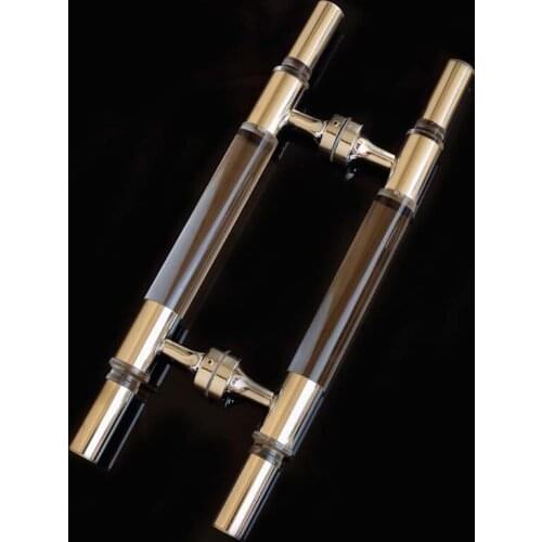 400mm modern simple fashion glass door handles clear crystal stainless steel KTV hotel home bathroom door handles