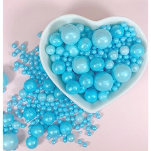50g Edible Blue Beads Pearl Sugar Ball Fondant DIY Cake Baking Sprinkles Sugar Candy Ball Wedding Cake Decoration Free Shipping