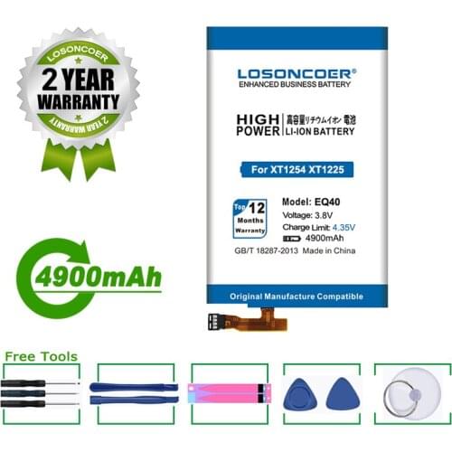 LOSONCOER Battery 4900mAh EQ40 Battery for Motorola Moto Droid Turbo XT1225 XT1254 SNN5949A