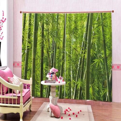 Bamboo Natural Scenery 3D Painting Blackout Curtains Office Bedroom Living Room Sunshade Window Curtains Customizable all size