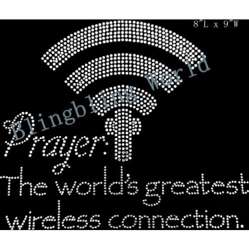 Free shipping hot fix rhinestones transfer motif or rhinestone hot fix motif prayer in white words for youngers a nice image