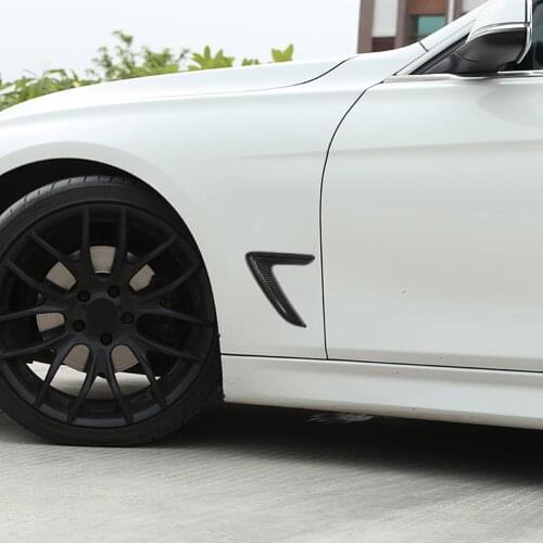 2pcs Carbon Fiber Style ABS Side Air Vent Cover Hood Intake Bezel Fender Trim for BMW 3 Series 2012-2019 Models Accessories