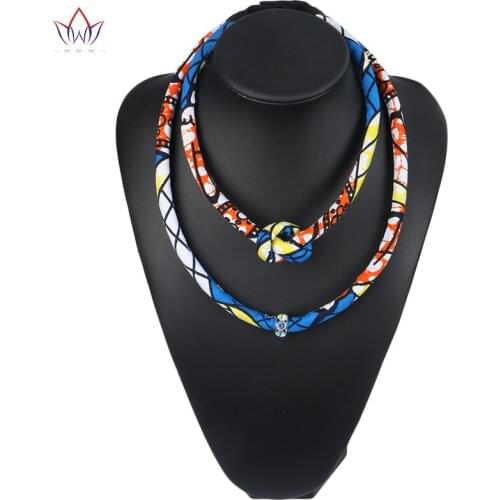 BRW 2017 New Design Colorful African Wax Print Double Layer Beads Choker Necklaces for Women Rope Chain Weave Necklace WYB12