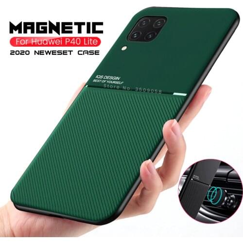 For huawei p40 lite mate 40 mate40 pro plus case leather texture magnetic car holder covers on hauwei p40lite p 40 light coque