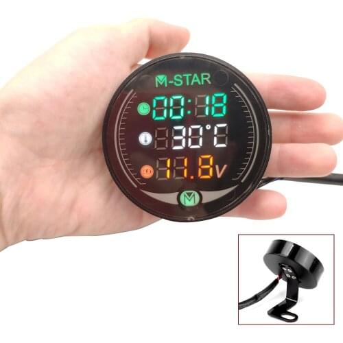For Honda CBR500R CBR500F CBR929RR CBR600RR CBR954RR Motorcycle Voltmeter Time Temperature LED 3-in-1 LED Digital Voltage Meter
