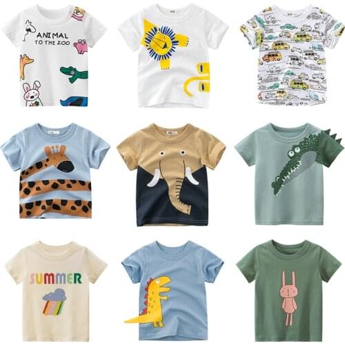 Boys Kids T Shirts Cartoon Animals Baby Tee Girls Children Cotton Short Sleeves Summer Tops Clothing Print Tee Toddler Clothes