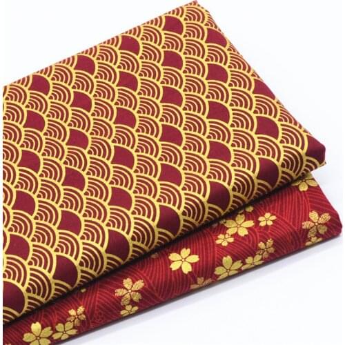 Ibotti 20*25cm Japanese Red Stamping Cherry Blossom Cotton Fabric Sewing Tilda Cloth DIY Quilting Patchwork Tissue Textile Felt