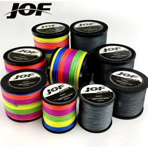 JOF 12/9/8 Strands 300M 500M 1000M Multicolor Braided Fishing Line Smooth Multifilament PE Strong Smooth Carp Line 10-135LB