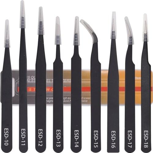 Red Package Tweezers HRC40 Antistatic Stainless Steel Nipper ESD-10 ESD-11 ESD 12 13 14 15 16 17 18 for Repairing